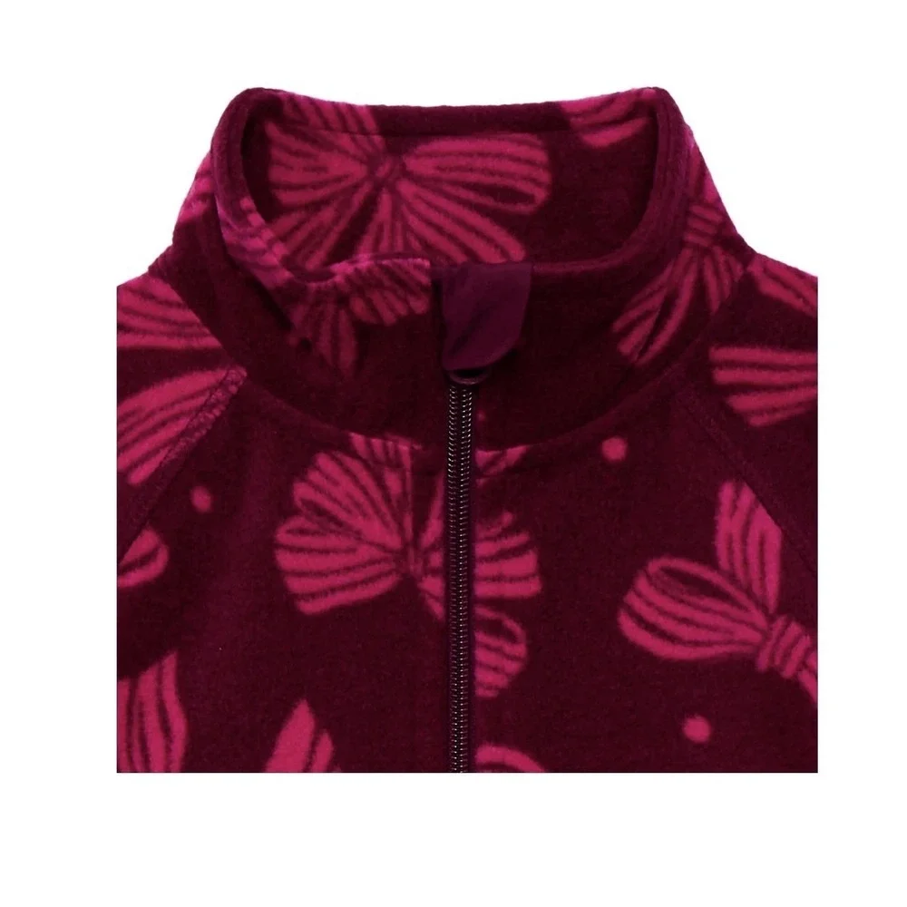Wonder Nation-Girls-Microfleece-Full Zip Jacket-Size M 7-8-Burgundy Bow -NWT